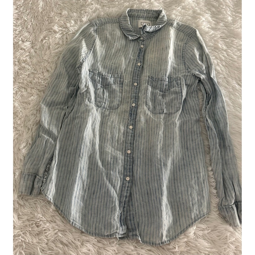 AYR striped linen button down shirt s small